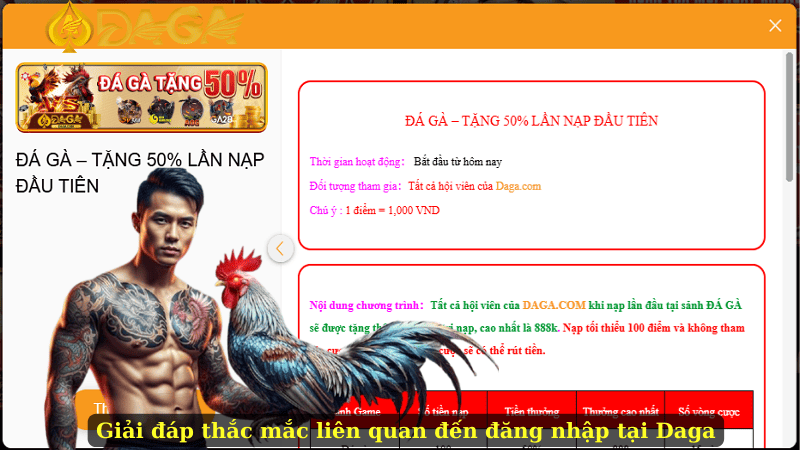 Giải đáp thắc mắc liên quan đến đăng nhập tại Daga